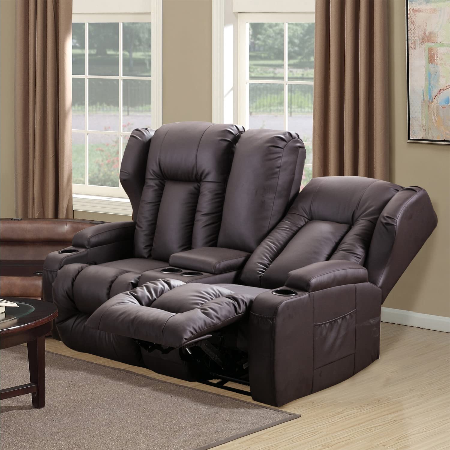 loveseat recliner with console