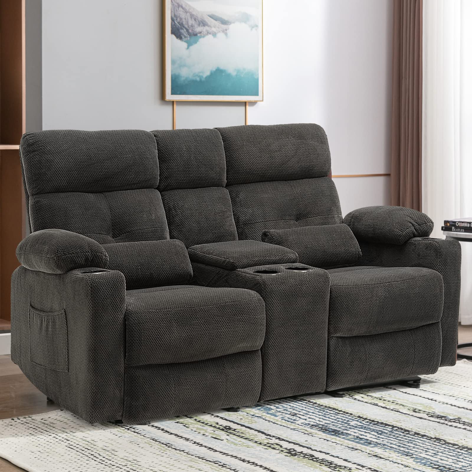 loveseat recliner with console