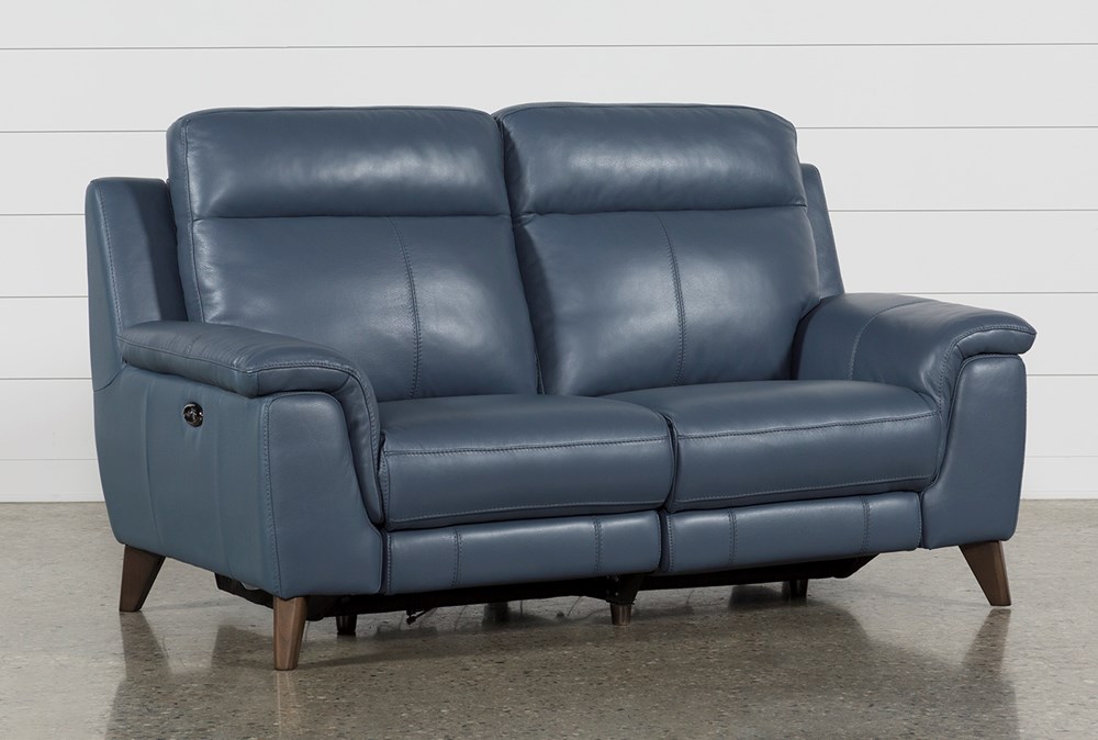 blue leather recliner