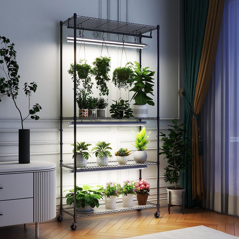 plant shelf with grow lights