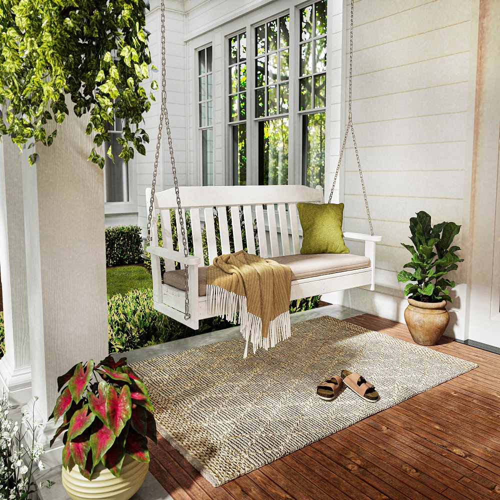 how to hang porch swing with rope