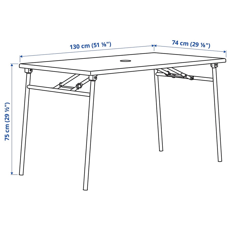 folding table size
